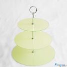 3 tier tempered /toughened glass cake stand with white colour